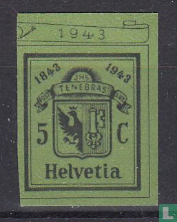 100 ans double timbre de Genève à droite
