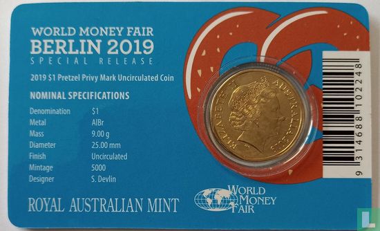 Australië 1 dollar 2019 (coincard - met pretzel privy merk) - Afbeelding 2