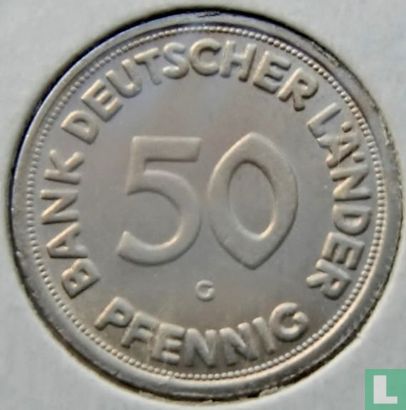 Allemagne 50 pfennig 1950 (BANK DEUTSCHER LÄNDER - G) - Image 2