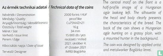 Hongarije 2000 forint 2021 (PROOFLIKE) "Magyar agár" - Afbeelding 3