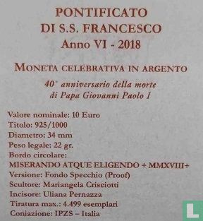 Vaticaan 10 euro 2018 (PROOF) "40th anniversary Death of Pope John Paul I" - Afbeelding 3