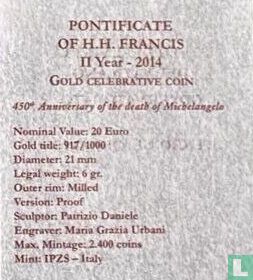 Vatican 20 euro 2014 (PROOF) "450th anniversary of the Death of Michelangelo" - Image 3