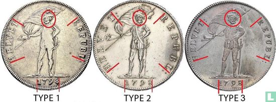 Helvetische Republik 40 Batzen 1798 (S - Typ 2) - Bild 3