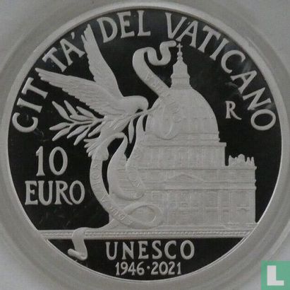 Vaticaan 10 euro 2021 (PROOF - kleurloos) "75th anniversary of UNESCO" - Afbeelding 2