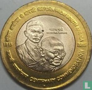 India 10 rupees 2015 (Noida) "Centenary Ghandi's return from South Africa to India" - Afbeelding 1