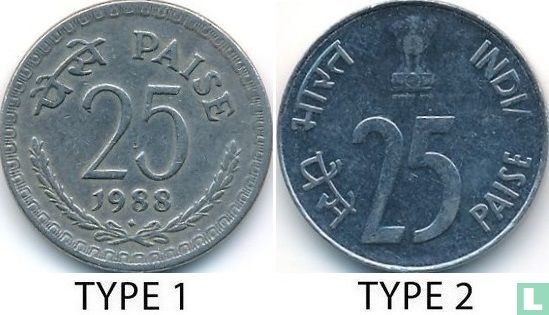 Inde 25 paise 1988 (Calcutta - type 1) - Image 3