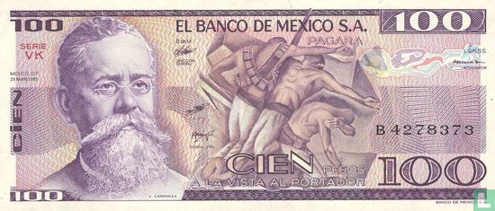 Mexique 100 pesos (série VK) - Image 1