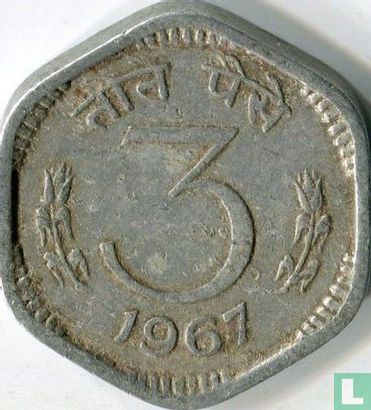 Inde 3 paise 1967 (Calcutta - type 1) - Image 1