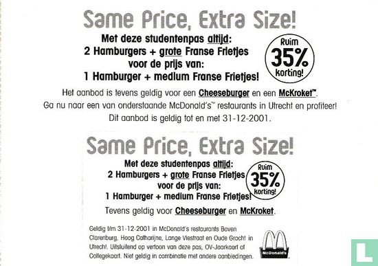 U001236 - McDonald's Utrecht "Same Price, Extra Size!" - Image 3