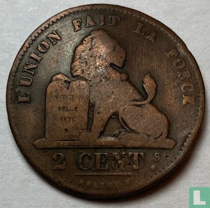 België 2 centimes 1835 (smalle rand - BRAEMT F - overslag) - Afbeelding 2