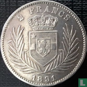 État indépendant du Congo 2 francs 1891 - Image 1