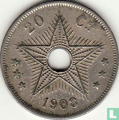 État indépendant du Congo 20 centimes 1908 - Image 1
