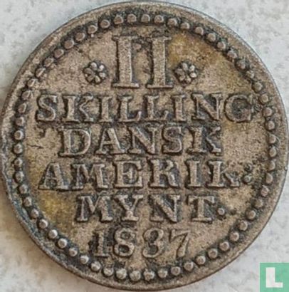Danish West Indies 2 skilling 1837 (type 2) - Image 1