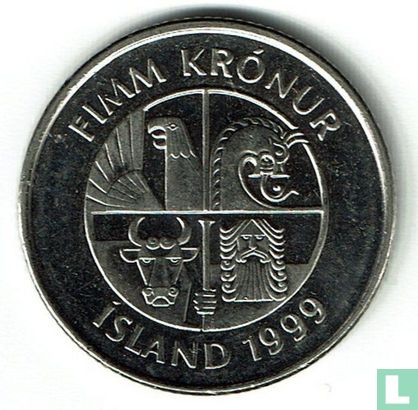 Island 5 Krónur 1999 - Bild 1