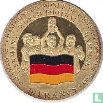 Congo-Kinshasa 10 francs 2001 "Germany - World football champions" - Image 2