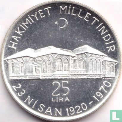 Türkei 25 Lira 1970 (PP) "50th anniversary National Assembly in Ankara" - Bild 1