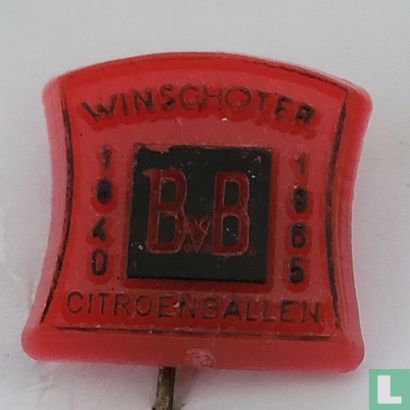 Winschoter Citroenballen B.v.B. 1840 1965 [zwart op rood]    