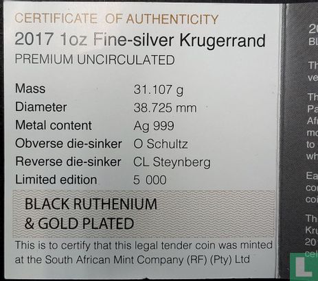 Afrique du Sud 1 krugerrand 2017 (coloré) "50th anniversary of the krugerrand" - Image 3