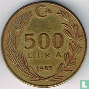 Turkey 500 lira 1989 (misstrike) - Image 1