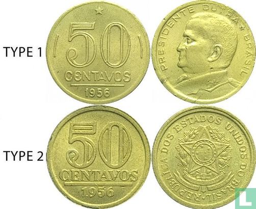 Brasilien 50 Centavo 1956 (Typ 1) - Bild 3