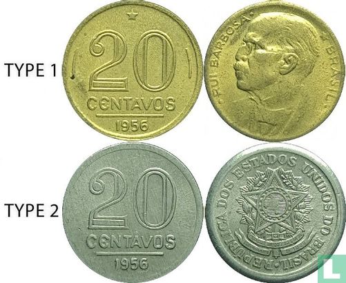 Brasilien 20 Centavo 1956 (Typ 1) - Bild 3