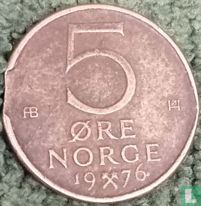 Norwegen 5 Øre 1976 (Prägefehler) - Bild 1