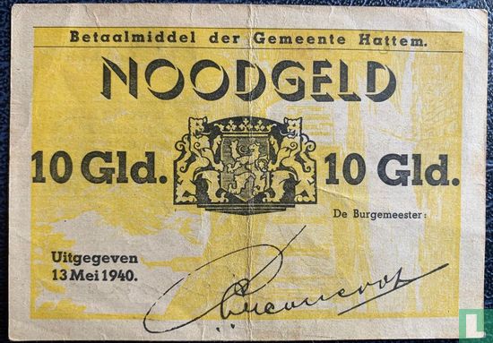 Emergency money 10 Gulden Hattem Series A PL506.6 - Image 1