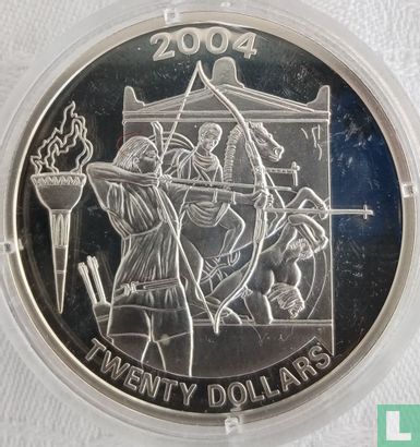 Liberia 20 dollars 2004 (PROOF) "Summer Olympics in Athens - Archery" - Image 1
