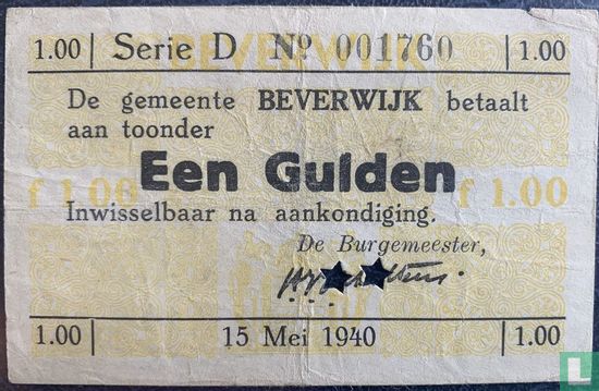 Noodgeld 1 Gulden Beverwijk Serie D (ontwaard) PL220.1 - Afbeelding 1