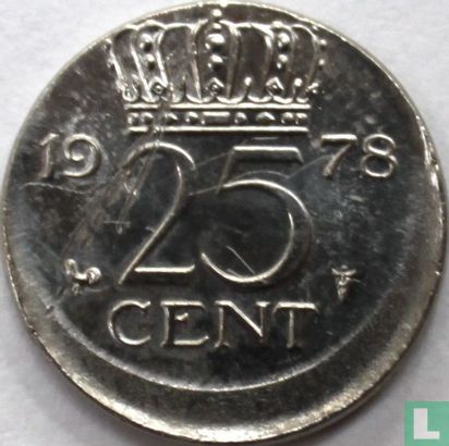 Pays-Bas 25 cent 1978 (fauté) - Image 1