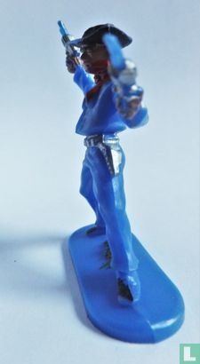 Cowboy met 2 revolvers schietend in de lucht (blauw) - Afbeelding 4