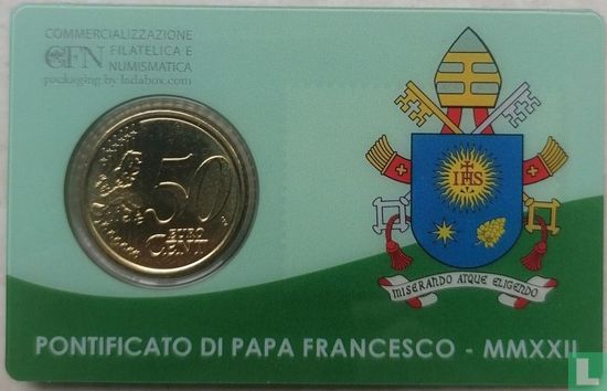 Vatican 50 cent 2022 (stamp & coincard n°42) - Image 2
