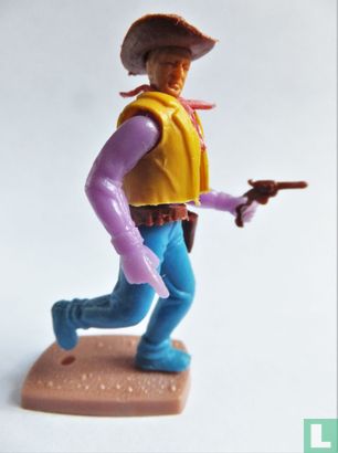 Cowboy rennend met revolver (paars blauw) - Afbeelding 1