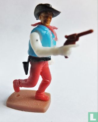 Cowboy rennend met revolver (wit rood) - Afbeelding 1