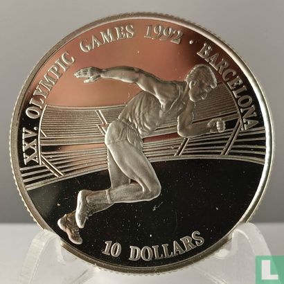 Cookeilanden 10 dollars 1990 (PROOF) "1992 Olympics in Barcelona" - Afbeelding 2