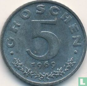 Autriche 5 groschen 1969 (BE) - Image 1