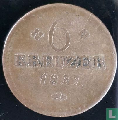 Hessen-Cassel 6 kreuzer 1827 - Afbeelding 1