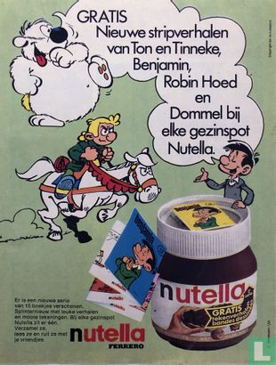 Gratis - Nieuwe stripverhalen van Ton en Tinneke, Benjamin, Robin Hoed en Dommel bij elk gezinspot Nutella