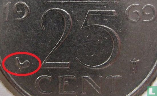 Netherlands 25 cent 1969 (rooster) - Image 3