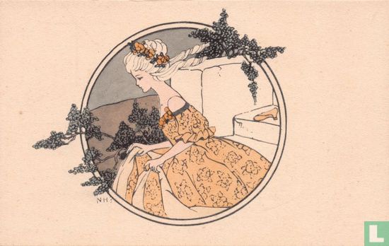 Vrouw met gele jurk in cirkel - Afbeelding 1