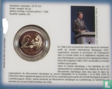 Luxembourg 2 euro 2023 (coincard) "25th anniversary Admission of Grand Duke Henri as a member of the International Olympic Committee" - Image 2