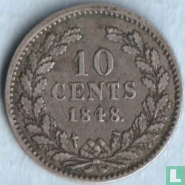 Nederland 10 cents 1848 - Afbeelding 1