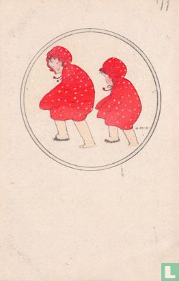 Twee meisjes in rode jassen met capuchon - Bild 1