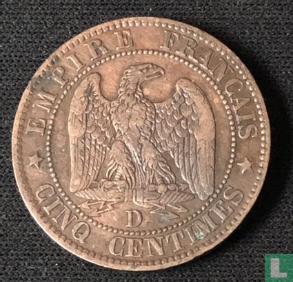 Frankrijk 5 centimes 1853 (D)  - Afbeelding 2