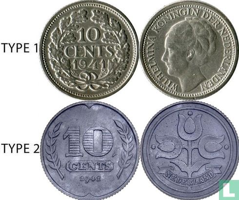Netherlands 10 cents 1941 (type 1 - caduceus) - Image 3