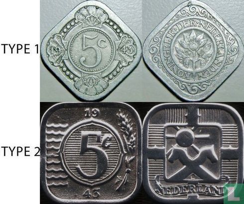 Nederland 5 cent 1943 (type 1) - Afbeelding 3