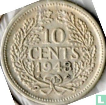 Pays-Bas 10 cents 1943 (type 1 - palmier et P) - Image 1
