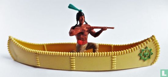 Indiaan in een kleine kano - Afbeelding 1