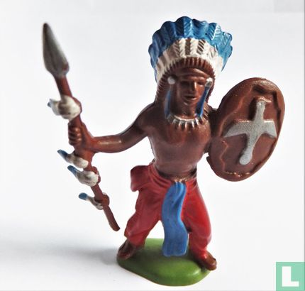 Indianerhäuptling mit Speer und Schild - Bild 1