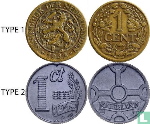 Niederlande 1 Cent 1943 (Typ 1 - rot Kupfer) - Bild 3